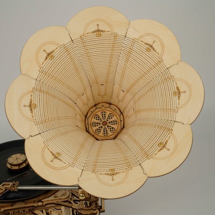 ROKR LKB01D Hareketli Gramofon Classical Gramophone DIY Minyatür Model Seti Ahşap 3D Wooden Puzzle 3D Model Kit Detaylı Dekoratif Hobi Seti Ahşap Maket - Thumbnail