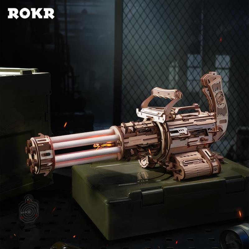 ROKR LQA01 AK-47 Rotating-Barrel Machine Gun 3D Wooden Puzzle