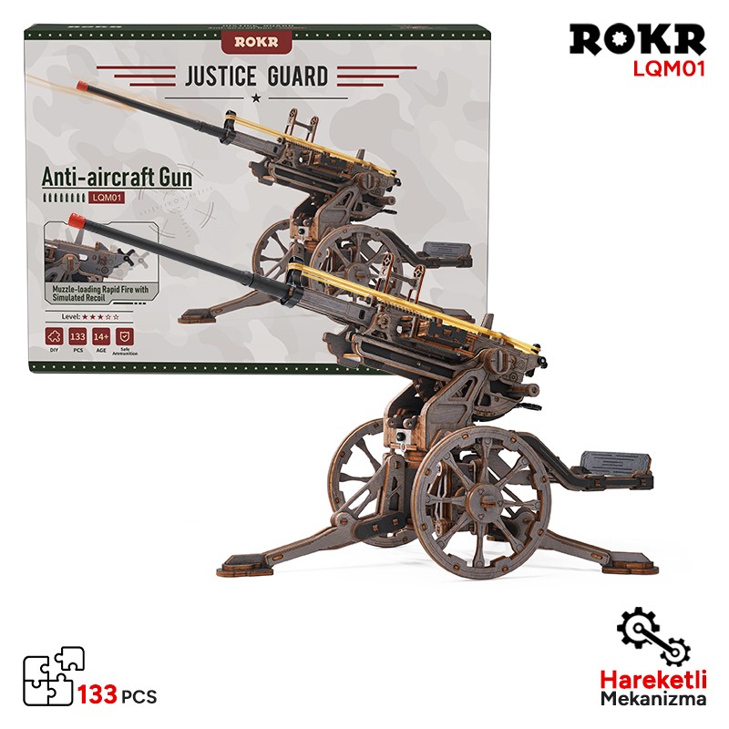ROKR LQM01 Antiaircraft Gun 3D Wooden Puzzle
