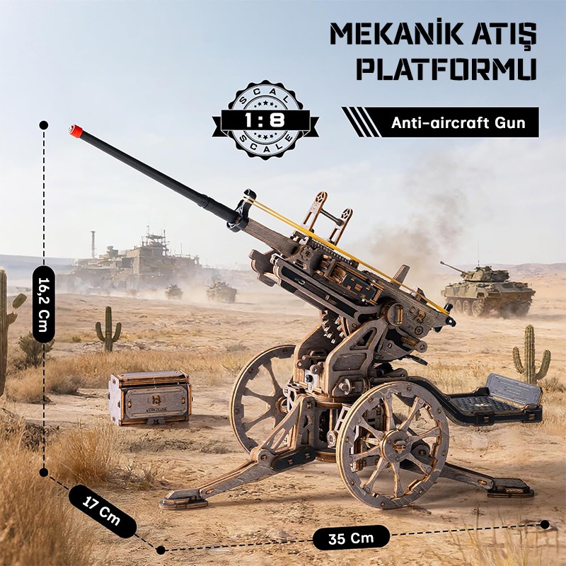 ROKR LQM01 Antiaircraft Gun 3D Wooden Puzzle