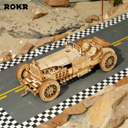 ROKR MC401 Formula1 Arabası (V8 Grand Prix Car) DIY Minyatür Maket Model Seti Ahşap 3D Wooden Puzzle 3D Model Kit Detaylı Dekoratif Hobi Seti Ahşap Maket - Thumbnail