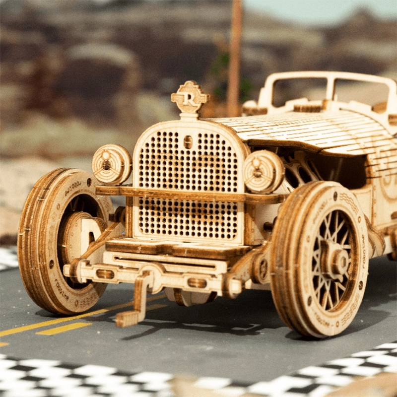 ROKR MC401 Formula1 Arabası (V8 Grand Prix Car) DIY Minyatür Maket Model Seti Ahşap 3D Wooden Puzzle 3D Model Kit Detaylı Dekoratif Hobi Seti Ahşap Maket