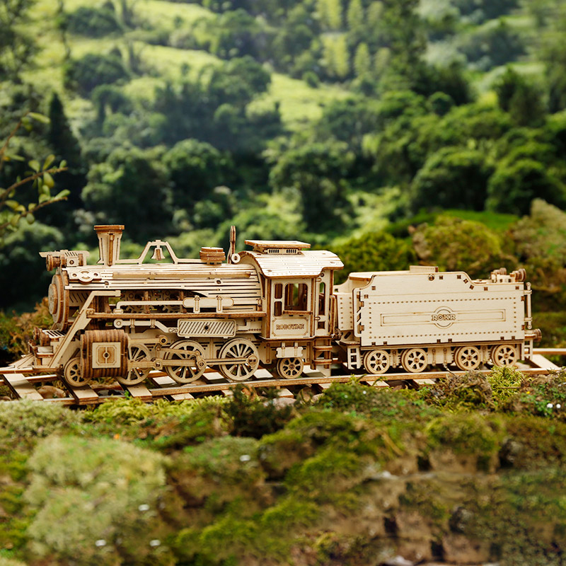 ROKR MC501 Lokomotif Tren (Prime Steam Express) DIY Minyatür Maket Model Seti Ahşap 3D Wooden Puzzle 3D Model Kit Detaylı Dekoratif Hobi Seti Ahşap Maket ROKR/MC501