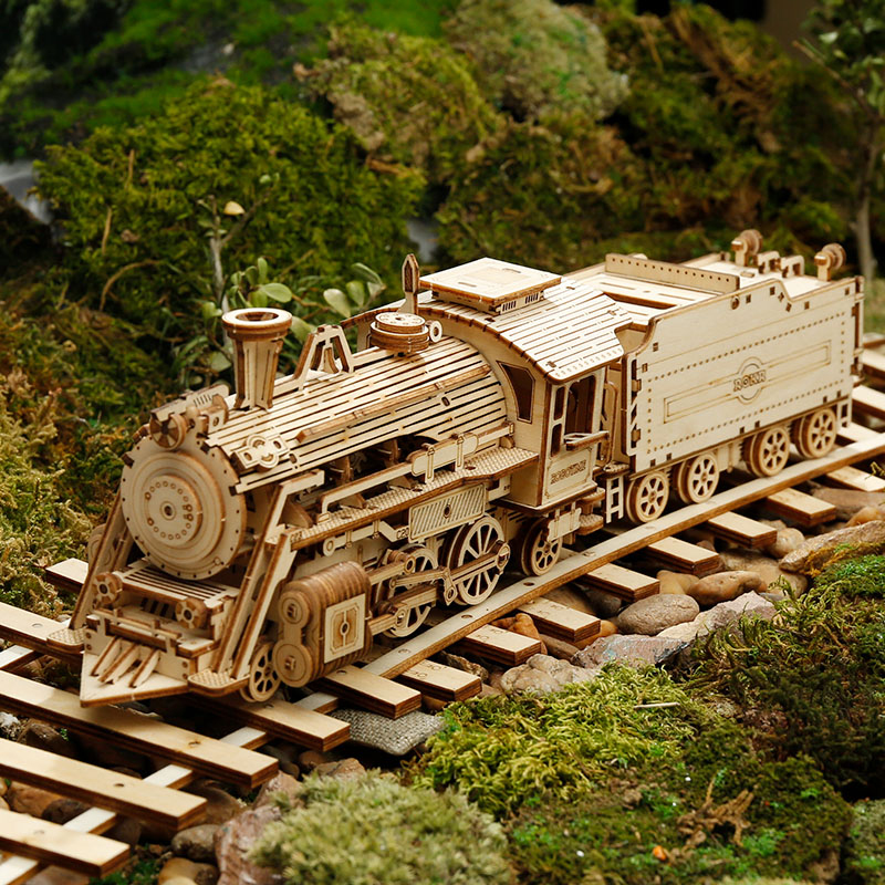 ROKR MC501 Lokomotif Tren (Prime Steam Express) DIY Minyatür Maket Model Seti Ahşap 3D Wooden Puzzle 3D Model Kit Detaylı Dekoratif Hobi Seti Ahşap Maket ROKR/MC501