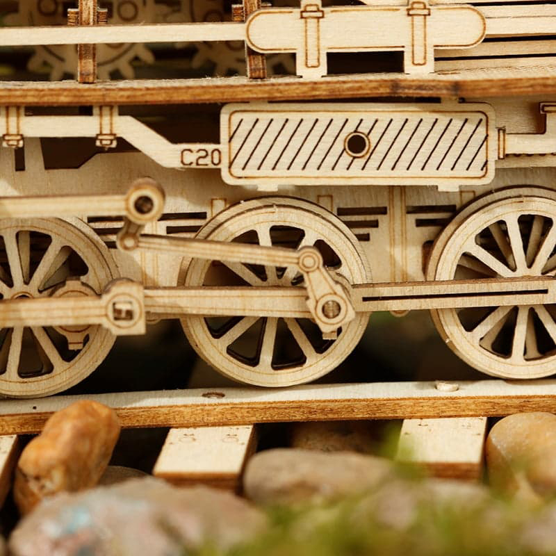 ROKR MC501 Lokomotif Tren (Prime Steam Express) DIY Minyatür Maket Model Seti Ahşap 3D Wooden Puzzle 3D Model Kit Detaylı Dekoratif Hobi Seti Ahşap Maket ROKR/MC501