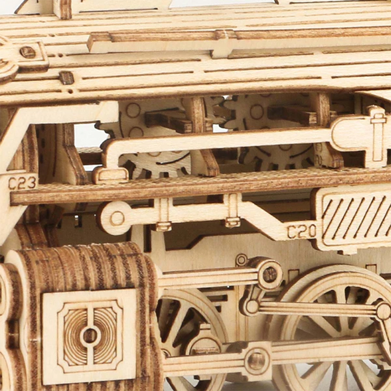 ROKR MC501 Lokomotif Tren (Prime Steam Express) DIY Minyatür Maket Model Seti Ahşap 3D Wooden Puzzle 3D Model Kit Detaylı Dekoratif Hobi Seti Ahşap Maket ROKR/MC501