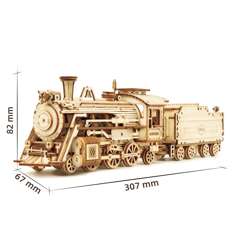ROKR MC501 Lokomotif Tren (Prime Steam Express) DIY Minyatür Maket Model Seti Ahşap 3D Wooden Puzzle 3D Model Kit Detaylı Dekoratif Hobi Seti Ahşap Maket ROKR/MC501