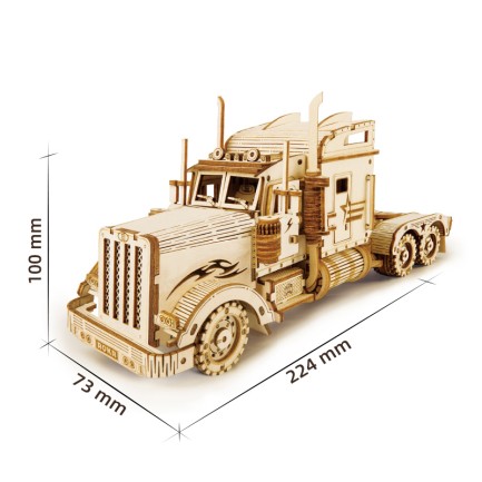 ROKR MC502 Kamyon Tır Çekici (Heavy Truck) DIY Minyatür Maket Model Seti Ahşap 3D Wooden Puzzle 3D Model Kit Detaylı Dekoratif Hobi Seti Ahşap Maket - Thumbnail