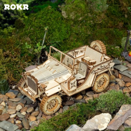 ROKR MC701 Asker Ordu Arabası (Army Field Car) DIY Minyatür Maket Model Seti Ahşap 3D Wooden Puzzle 3D Model Kit Detaylı Dekoratif Hobi Seti Ahşap Maket - Thumbnail