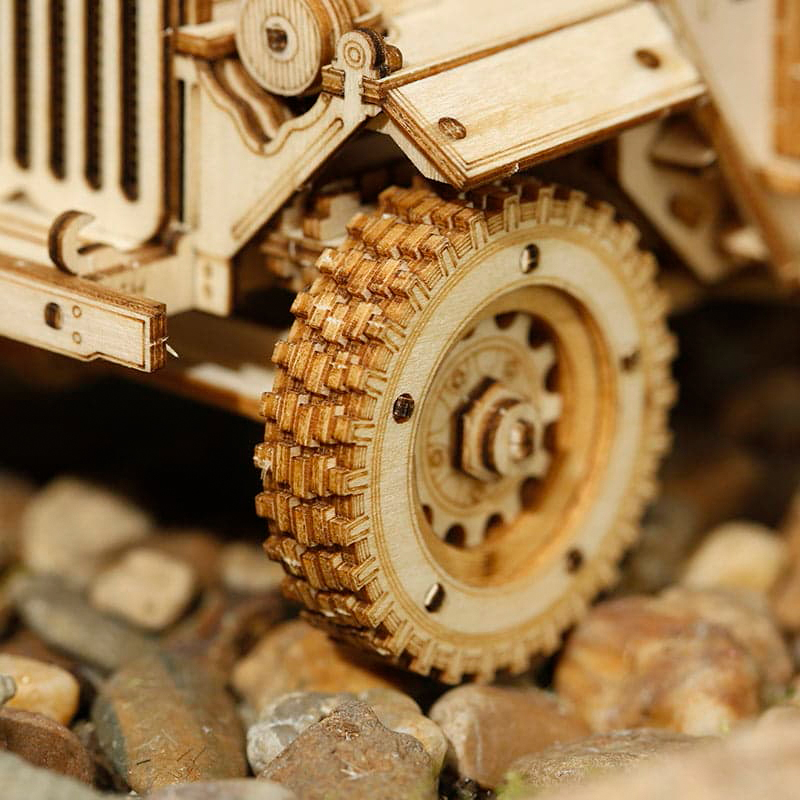 ROKR MC701 Asker Ordu Arabası (Army Field Car) DIY Minyatür Maket Model Seti Ahşap 3D Wooden Puzzle 3D Model Kit Detaylı Dekoratif Hobi Seti Ahşap Maket