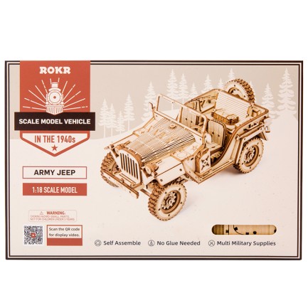 ROKR MC701 Asker Ordu Arabası (Army Field Car) DIY Minyatür Maket Model Seti Ahşap 3D Wooden Puzzle 3D Model Kit Detaylı Dekoratif Hobi Seti Ahşap Maket - Thumbnail