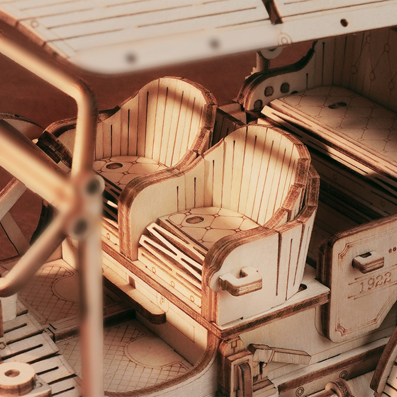 ROKR MC801 Klasik Araba (Vintage Car) DIY Minyatür Maket Model Seti Ahşap 3D Wooden Puzzle 3D Model Kit Detaylı Dekoratif Hobi Seti Ahşap Maket