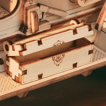 ROKR MC801 Klasik Araba (Vintage Car) DIY Minyatür Maket Model Seti Ahşap 3D Wooden Puzzle 3D Model Kit Detaylı Dekoratif Hobi Seti Ahşap Maket - Thumbnail