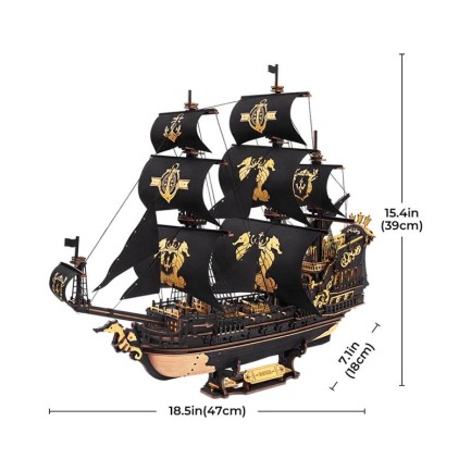 ROKR MCB02 The Seahorse Barque 3D Wooden Puzzle - Thumbnail