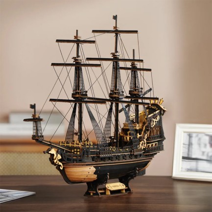 ROKR MCB02 Yelkenli Gemi (The Seahorse Barque) DIY Minyatür Maket Model Seti Ahşap 3D Wooden Puzzle 3D Model Kit Detaylı Dekoratif Hobi Seti Ahşap Maket - Thumbnail