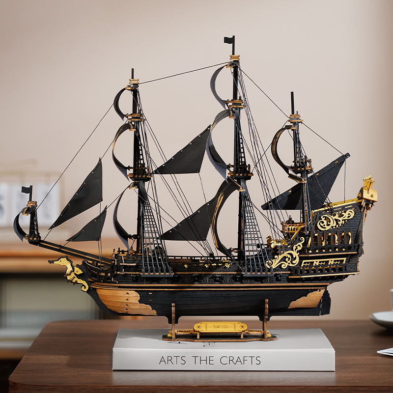 ROKR MCB02 Yelkenli Gemi (The Seahorse Barque) DIY Minyatür Maket Model Seti Ahşap 3D Wooden Puzzle 3D Model Kit Detaylı Dekoratif Hobi Seti Ahşap Maket