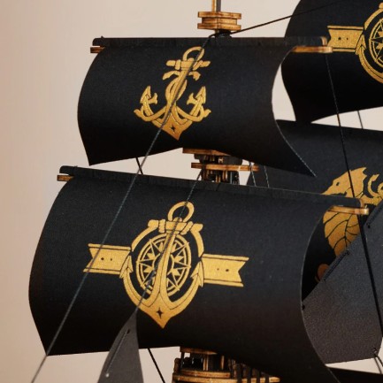 ROKR MCB02 Yelkenli Gemi (The Seahorse Barque) DIY Minyatür Maket Model Seti Ahşap 3D Wooden Puzzle 3D Model Kit Detaylı Dekoratif Hobi Seti Ahşap Maket - Thumbnail