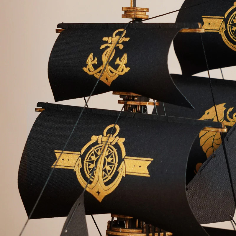 ROKR MCB02 Yelkenli Gemi (The Seahorse Barque) DIY Minyatür Maket Model Seti Ahşap 3D Wooden Puzzle 3D Model Kit Detaylı Dekoratif Hobi Seti Ahşap Maket
