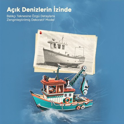 ROKR MCD08 Lucky Trawler 3D Wooden Puzzle - Thumbnail