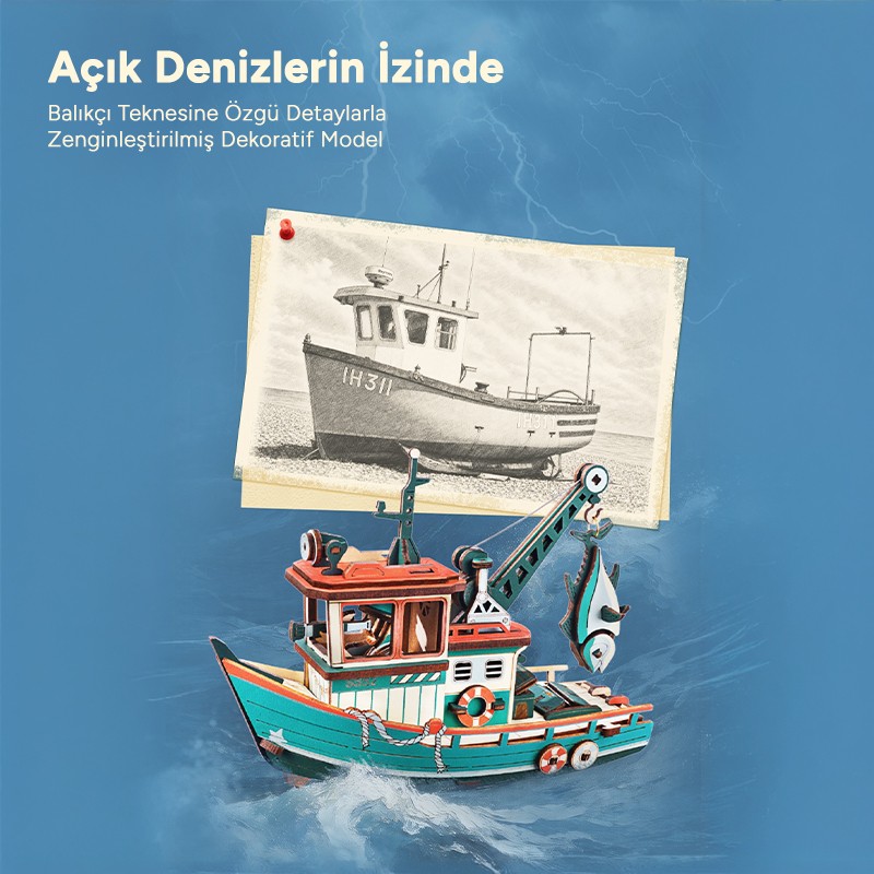 ROKR MCD08 Lucky Trawler 3D Wooden Puzzle