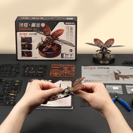 ROKR MI01 Rhinoceros Beetle DIY Mechanical 3D Puzzle - Thumbnail