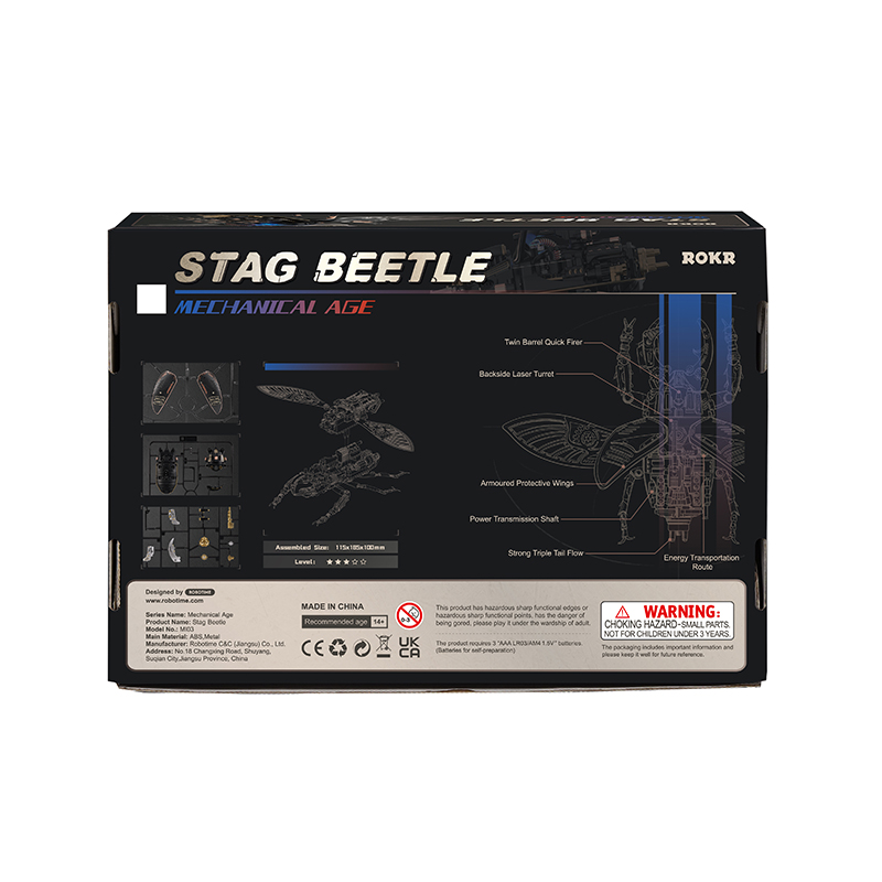 ROKR MI03 Stag Beetle DIY Mechanical 3D Puzzle Maket Model Seti 3D Model Kit Detaylı Dekoratif Hobi Seti Hareketli ve Işıklı
