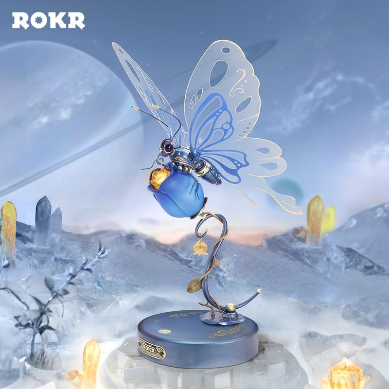 ROKR MI05B Butterfly Blue DIY Mechanical 3D Puzzle