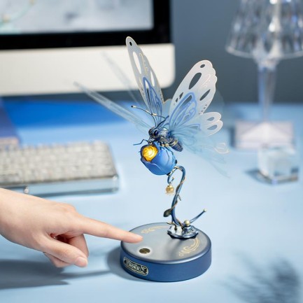 ROKR MI05B Butterfly Blue DIY Mechanical 3D Puzzle - Thumbnail