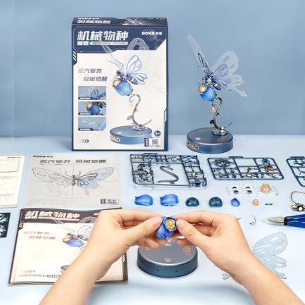 ROKR MI05B Butterfly Blue DIY Mechanical 3D Puzzle - Thumbnail