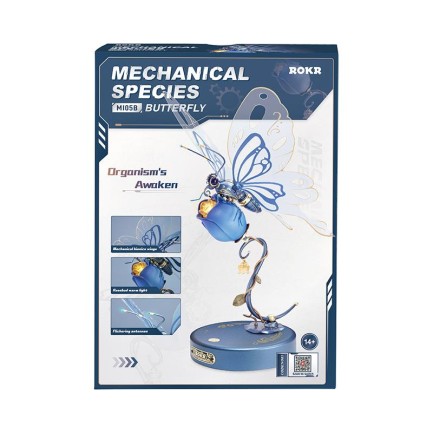 ROKR MI05B Butterfly Blue DIY Mechanical 3D Puzzle - Thumbnail