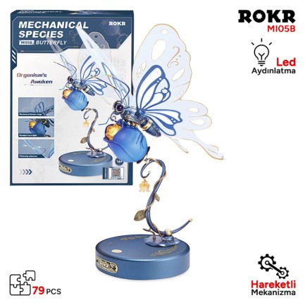 ROKR - ROKR MI05B Butterfly Blue DIY Mechanical 3D Puzzle