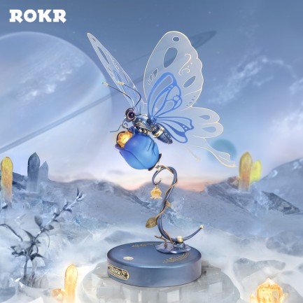 ROKR MI05B Butterfly Blue DIY Mechanical 3D Puzzle - Thumbnail