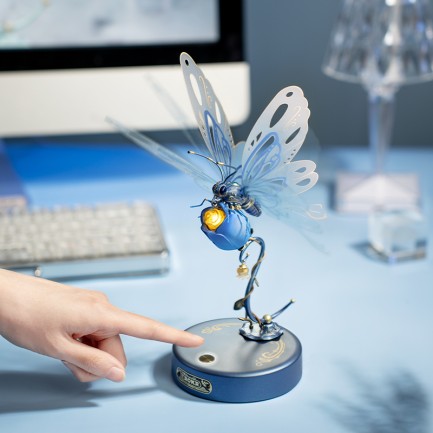 ROKR MI05B Butterfly Blue DIY Mechanical 3D Puzzle - Thumbnail
