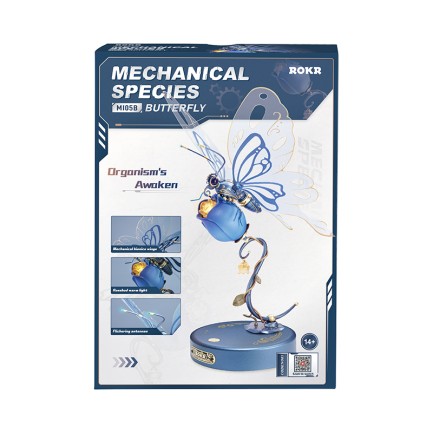 ROKR MI05B Butterfly Blue DIY Mechanical 3D Puzzle - Thumbnail