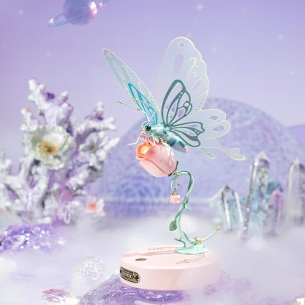 ROKR MI05P Butterfly Pink DIY Mechanical 3D Puzzle - Thumbnail