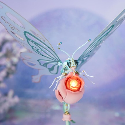 ROKR MI05P Butterfly Pink DIY Mechanical 3D Puzzle - Thumbnail