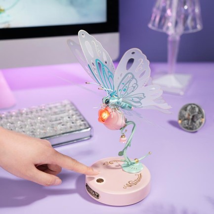 ROKR MI05P Butterfly Pink DIY Mechanical 3D Puzzle - Thumbnail