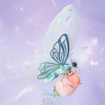 ROKR MI05P Butterfly Pink DIY Mechanical 3D Puzzle - Thumbnail