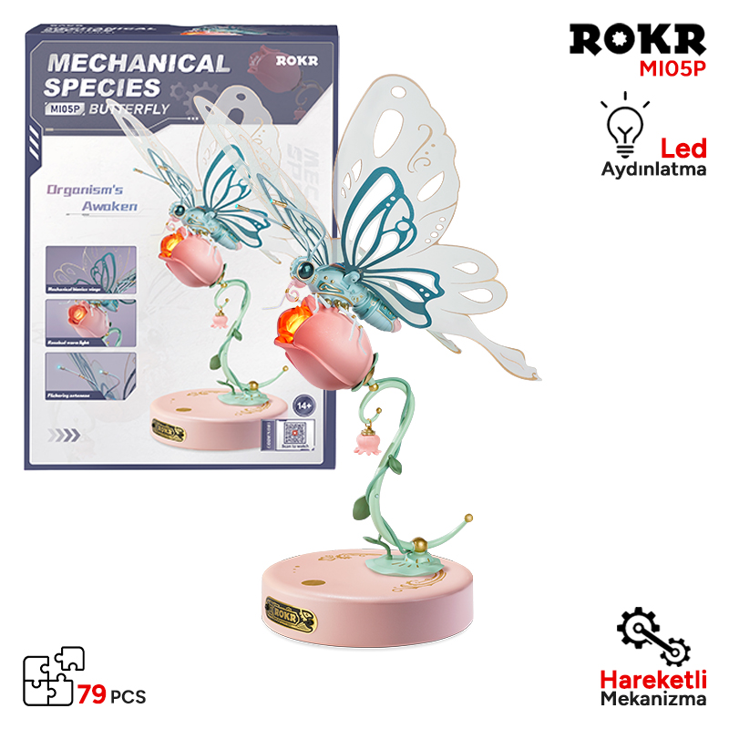 ROKR MI05P Butterfly Pink DIY Mechanical 3D Puzzle
