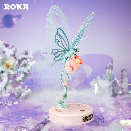 ROKR MI05P Butterfly Pink DIY Mechanical 3D Puzzle - Thumbnail
