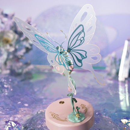 ROKR MI05P Butterfly Pink DIY Mechanical 3D Puzzle - Thumbnail