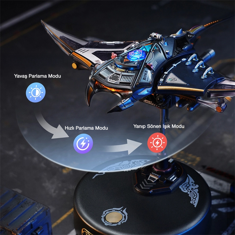 ROKR MI06 Manta Ray DIY Mechanical 3D Puzzle Maket Model Seti 3D Model Kit Detaylı Dekoratif Hobi Seti Hareketli ve Işıklı