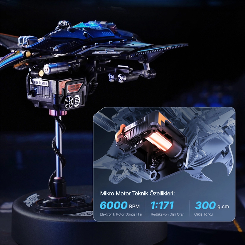 ROKR MI06 Manta Ray DIY Mechanical 3D Puzzle Maket Model Seti 3D Model Kit Detaylı Dekoratif Hobi Seti Hareketli ve Işıklı