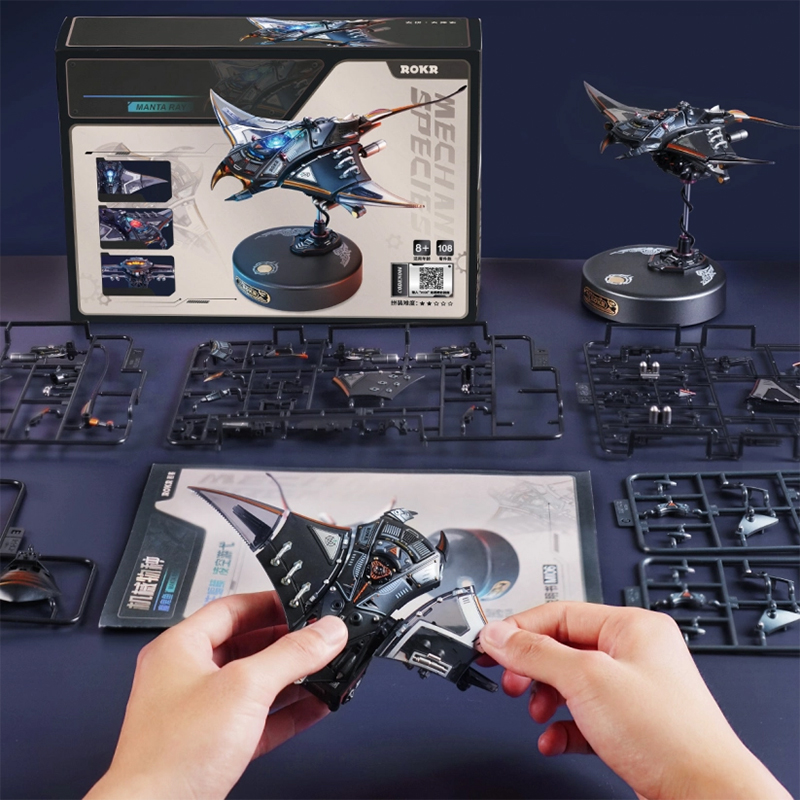 ROKR MI06 Manta Ray DIY Mechanical 3D Puzzle Maket Model Seti 3D Model Kit Detaylı Dekoratif Hobi Seti Hareketli ve Işıklı