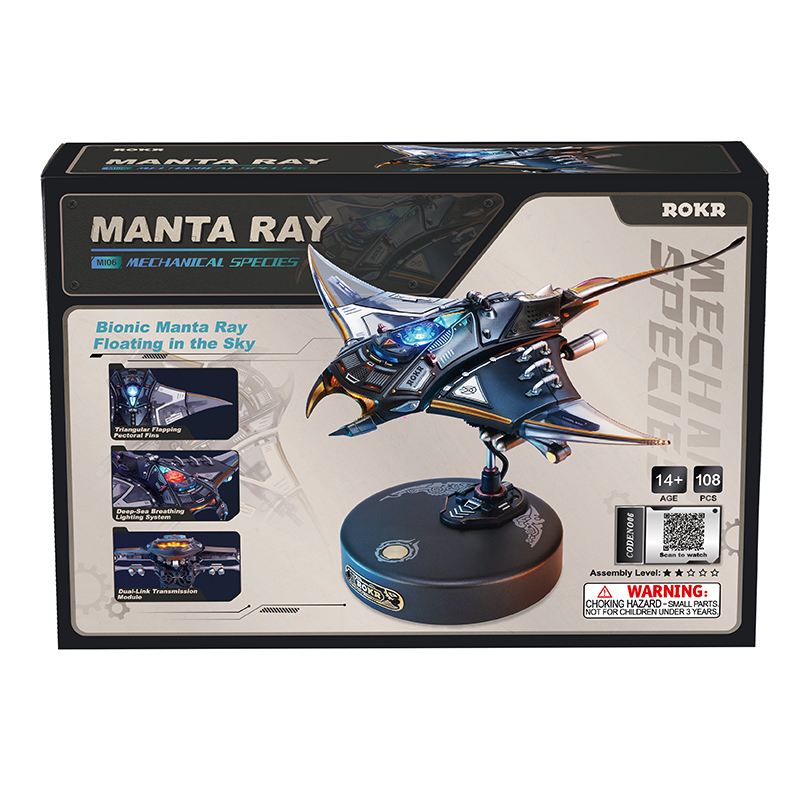 ROKR MI06 Manta Ray DIY Mechanical 3D Puzzle Maket Model Seti 3D Model Kit Detaylı Dekoratif Hobi Seti Hareketli ve Işıklı