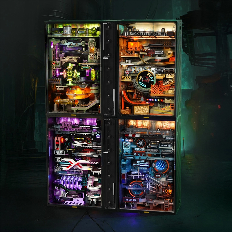 ROKR MR01S The Last City Marble Run DIY Mechanical 3D Puzzle Maket Model Seti 3D Model Kit Detaylı Dekoratif Hobi Seti Hareketli ve Işıklı