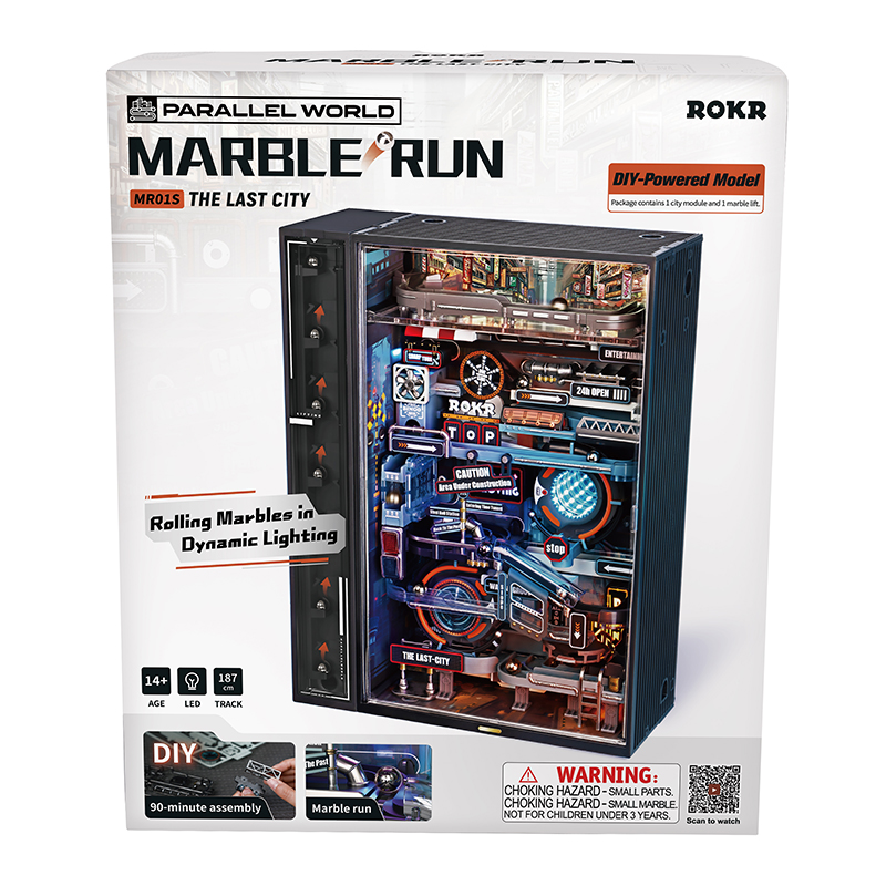 ROKR MR01S The Last City Marble Run DIY Mechanical 3D Puzzle Maket Model Seti 3D Model Kit Detaylı Dekoratif Hobi Seti Hareketli ve Işıklı