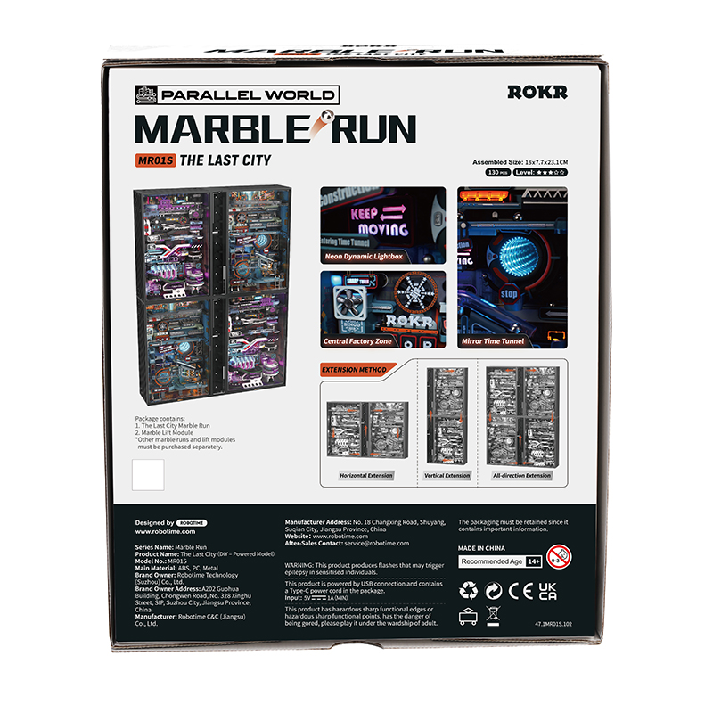ROKR MR01S The Last City Marble Run DIY Mechanical 3D Puzzle Maket Model Seti 3D Model Kit Detaylı Dekoratif Hobi Seti Hareketli ve Işıklı