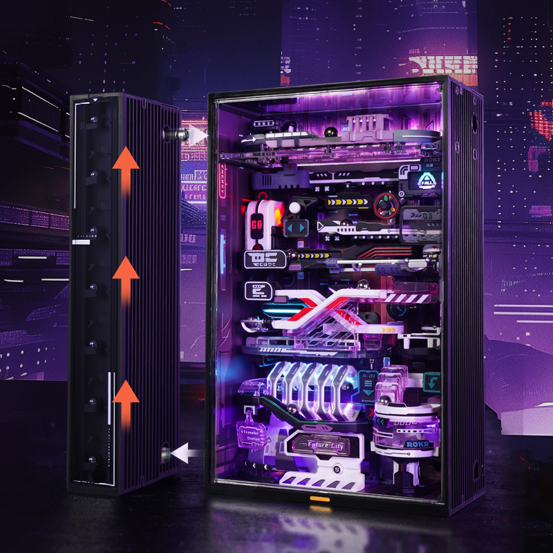 ROKR MR02S The Future City Marble Run DIY Mechanical 3D Puzzle Maket Model Seti 3D Model Kit Detaylı Dekoratif Hobi Seti Hareketli ve Işıklı