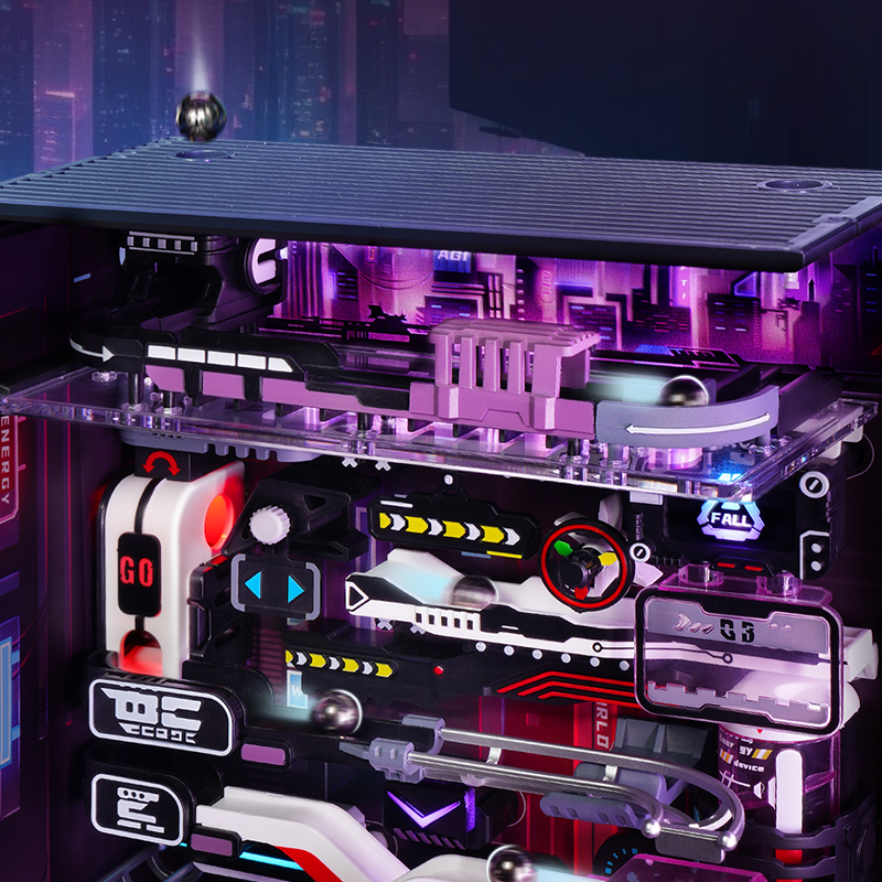ROKR MR02S The Future City Marble Run DIY Mechanical 3D Puzzle Maket Model Seti 3D Model Kit Detaylı Dekoratif Hobi Seti Hareketli ve Işıklı
